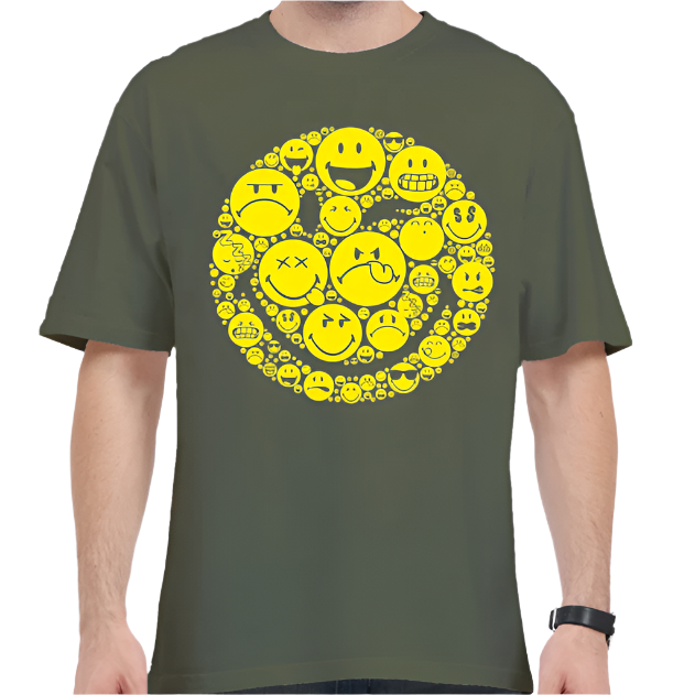 Oversize Printed, Round Neck Cotton T-Shirt