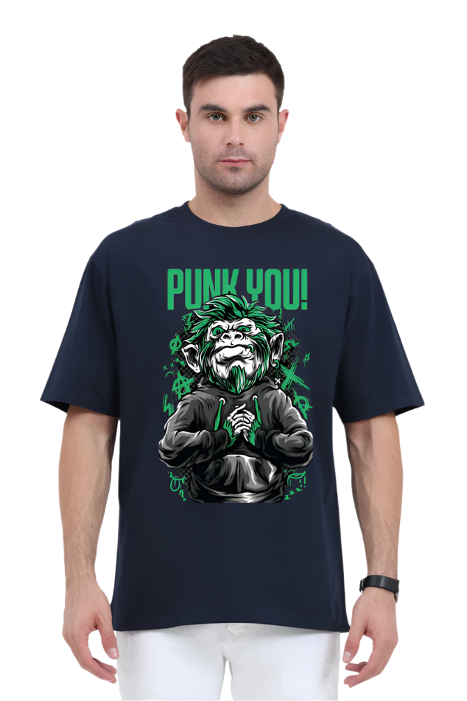 Men's Oversized premium Printed T-shirt (punk monkey graphic)