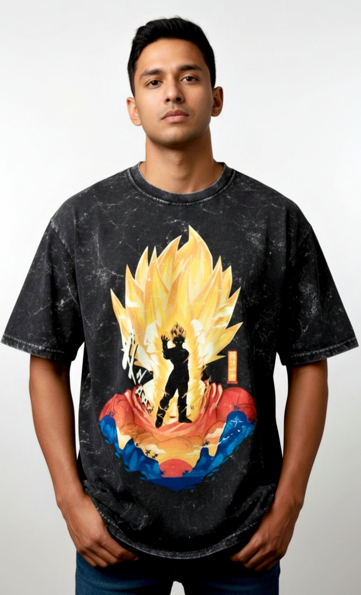 Acid Washed Printed Oversized Tee | Oversize Printed t-shirt