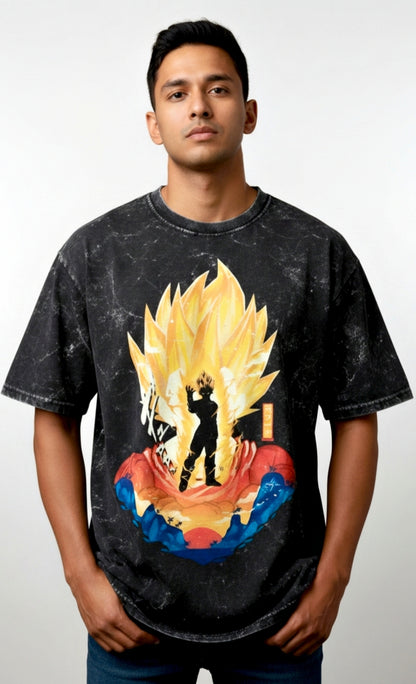 Acid Washed Printed Oversized Tee | Oversize Printed t-shirt