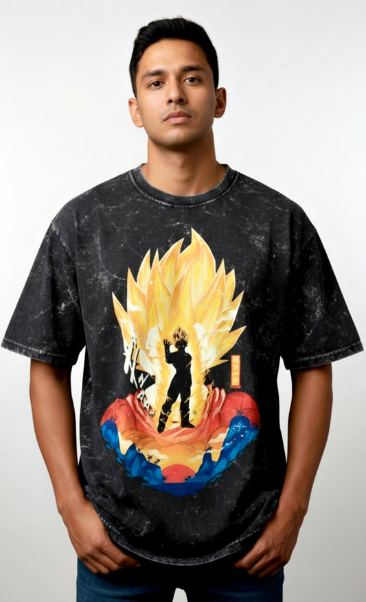 Acid Washed Printed Oversized Tee | Oversize Printed t-shirt